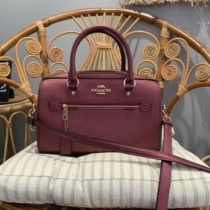 Coach Rowan Satchel RARE: metallic wine color!